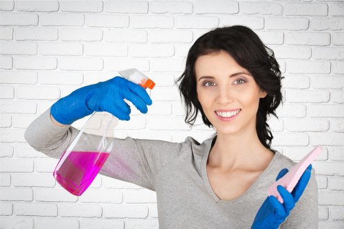 Professional cleaner working in a modern kitchen